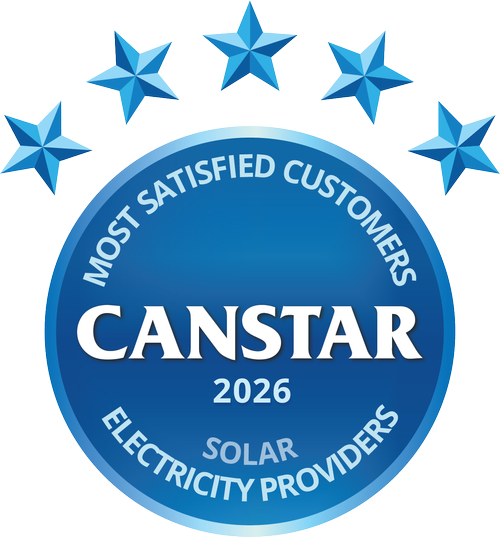 Canstar 2026 Most Satisfied Customers Solar Electricity Providers award badge