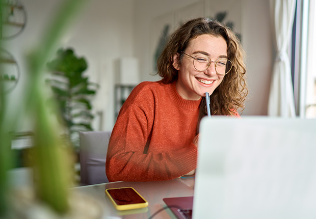 Person working from home during the day